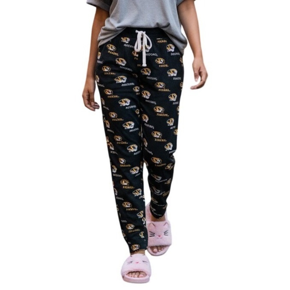 Concepts Sport Pajama Pants Women L Black Mizzou Missouri Tigers Logo Cotton